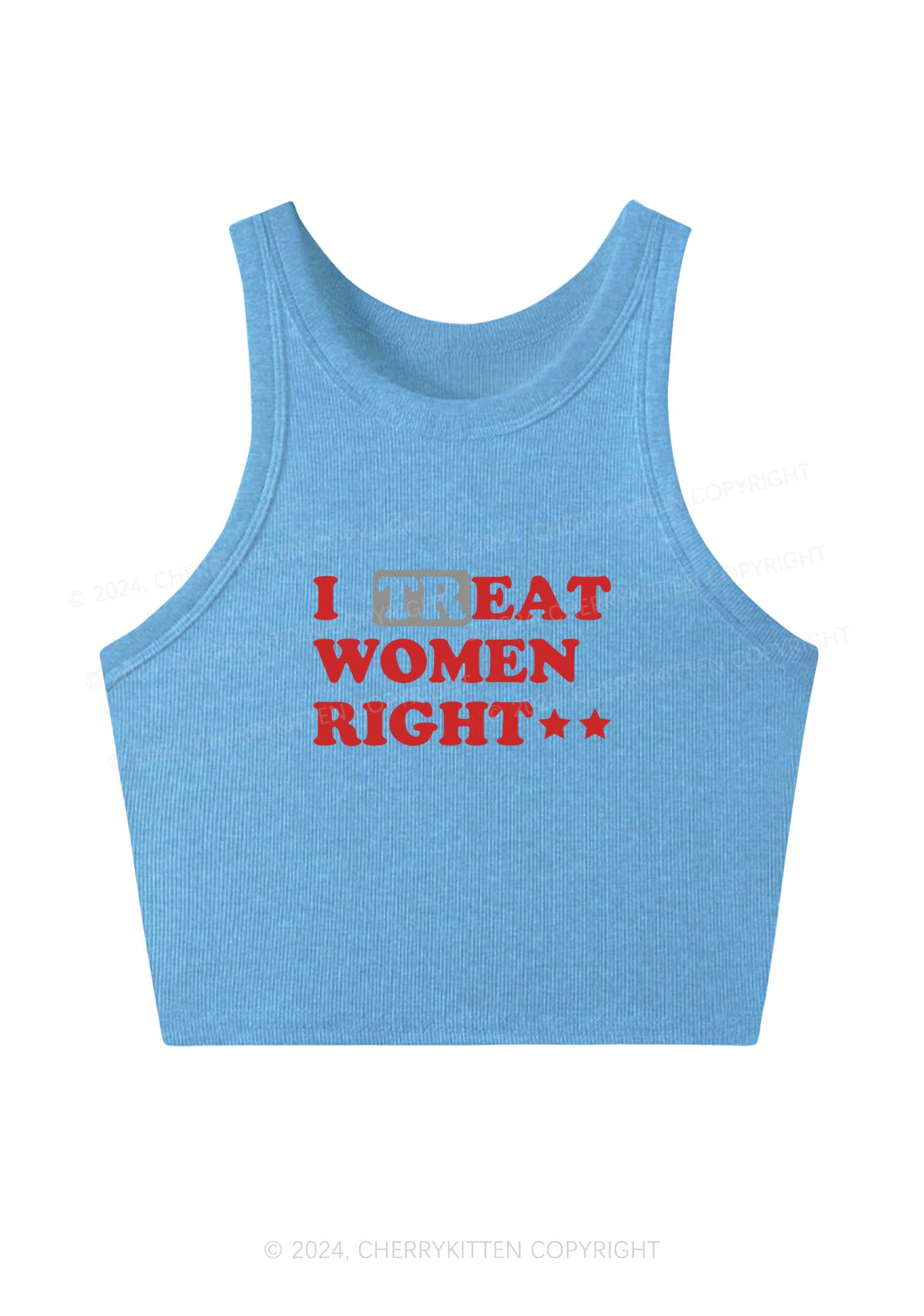 I Treat Women Right Y2K Crop Tank Top Cherrykitten