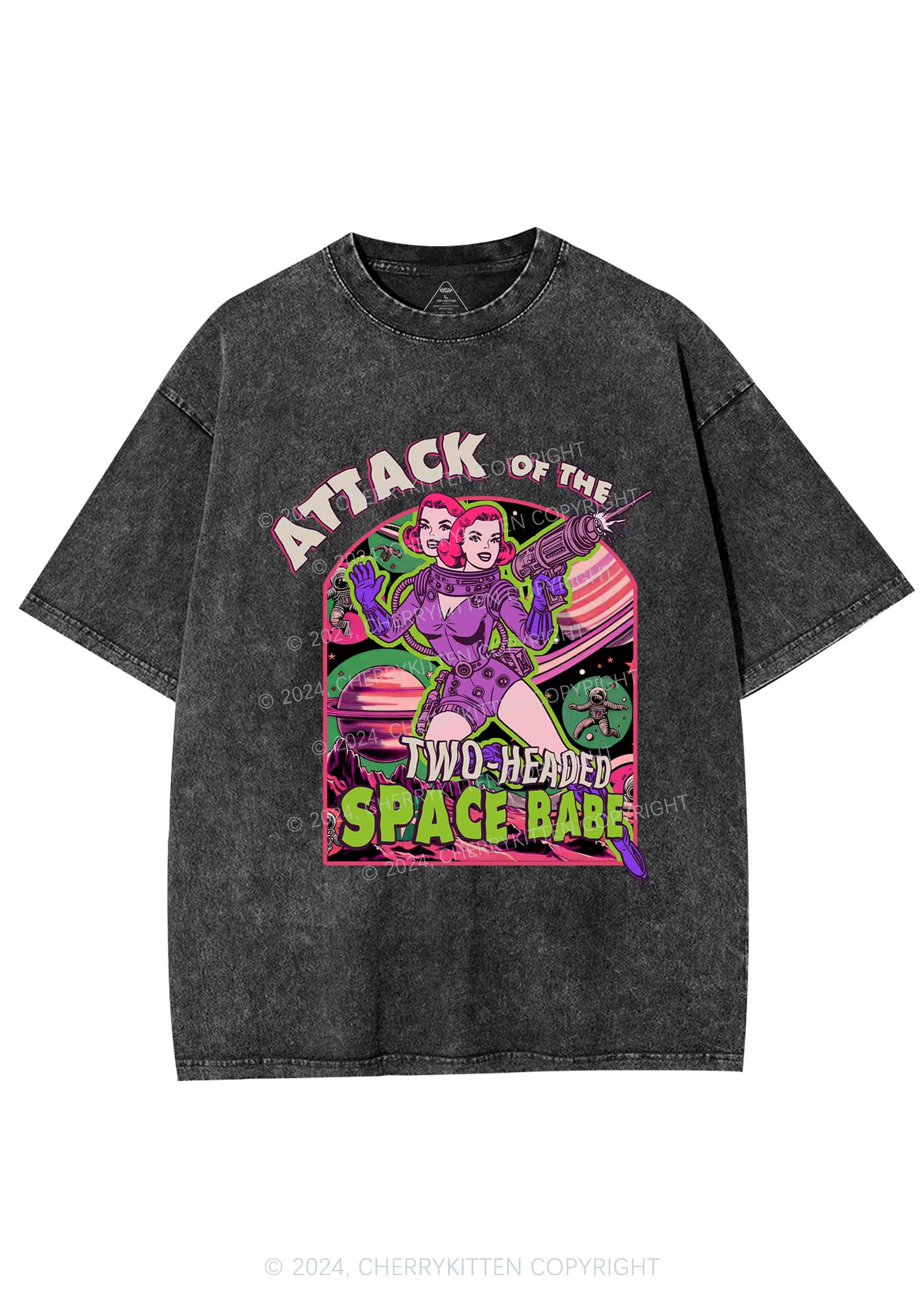 Attack Space Babe Halloween Y2K Washed Tee Cherrykitten