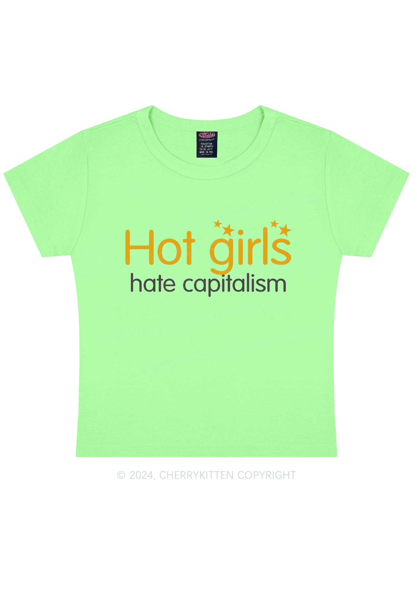 Hot Girls Hate Capitalism Y2K Baby Tee Cherrykitten