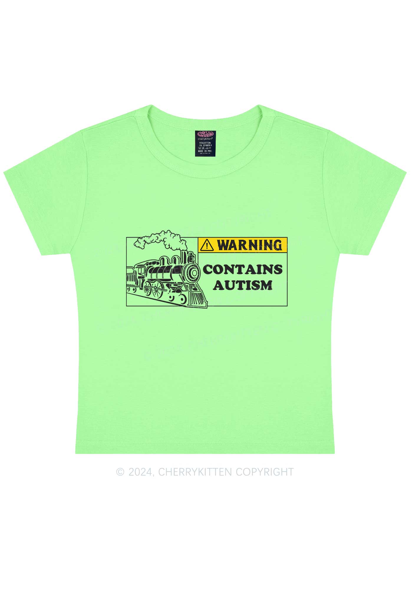 Warning Contains Autism Y2K Baby Tee Cherrykitten