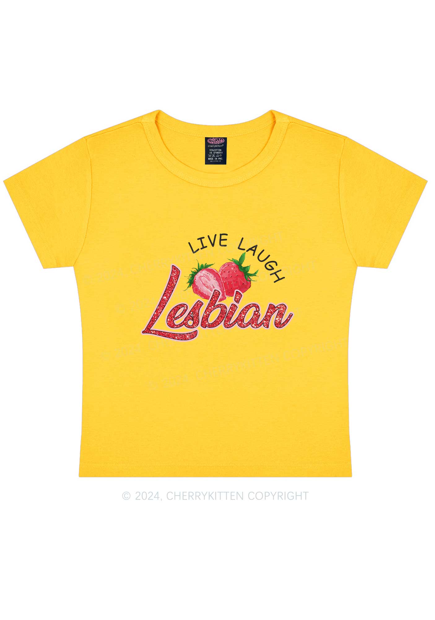 Live Laugh Lesbian Y2K Baby Tee Cherrykitten