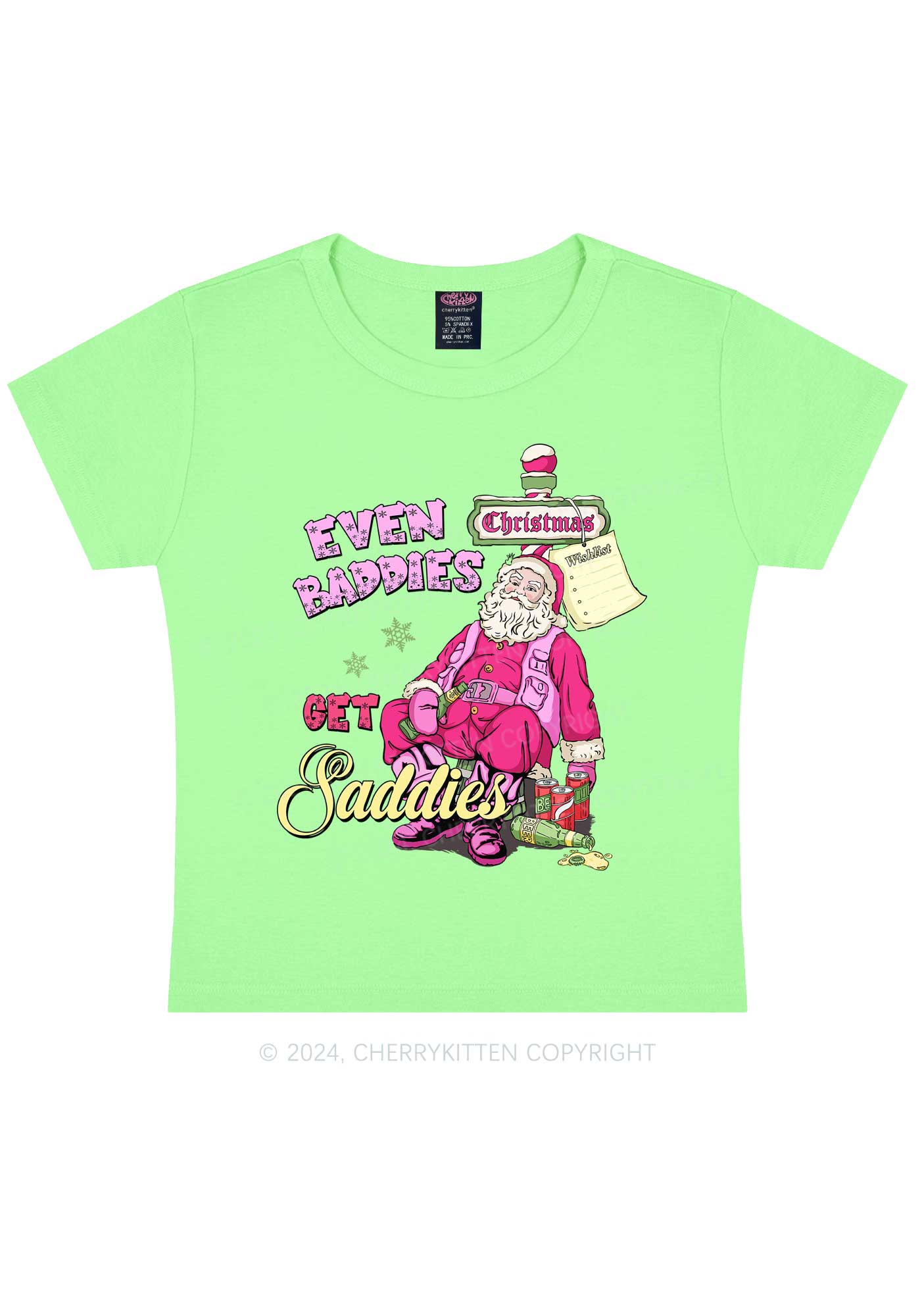 Christmas Baddies Santa Y2K Baby Tee Cherrykitten