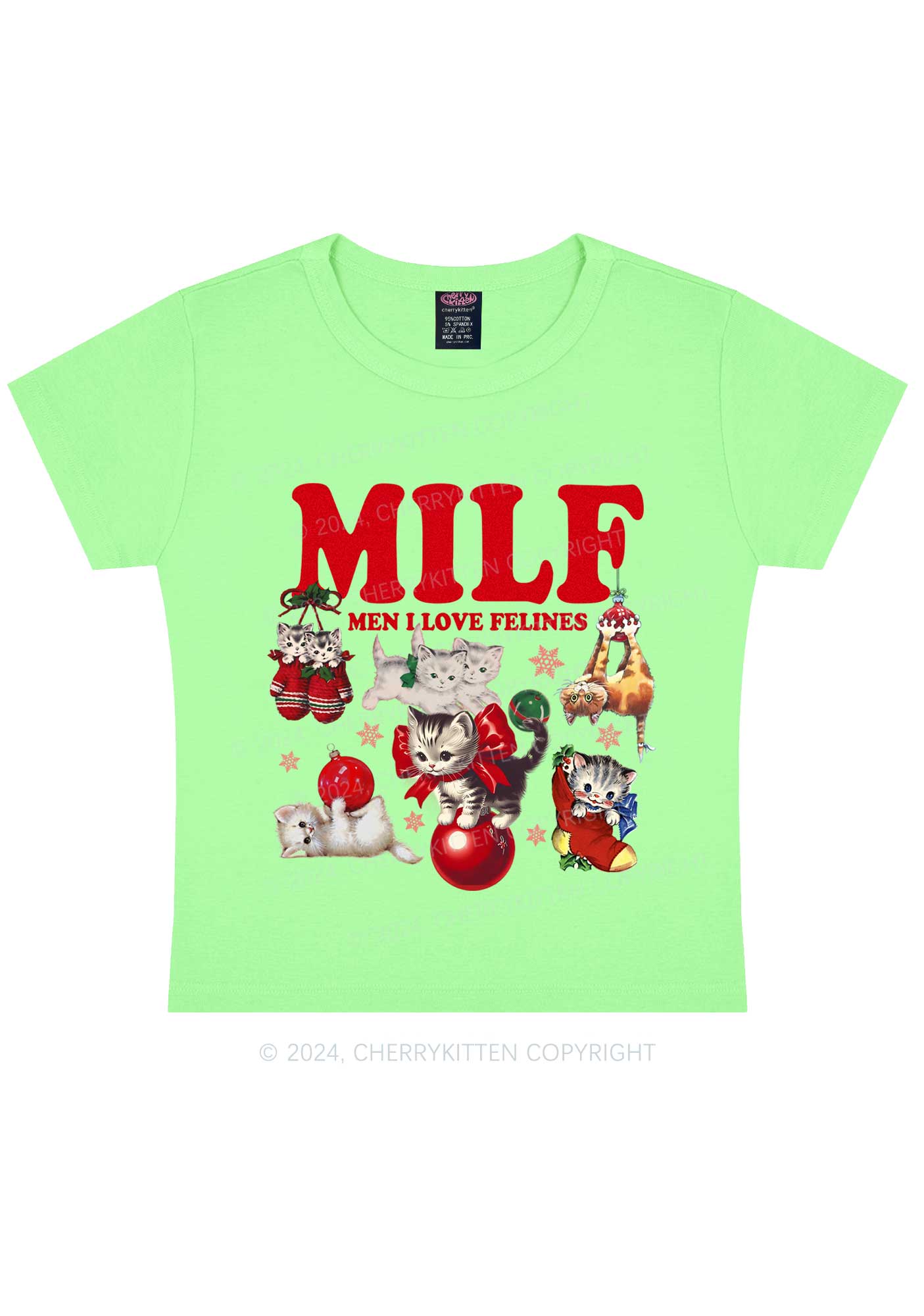 Christmas Cat Mxxf Y2K Baby Tee Cherrykitten