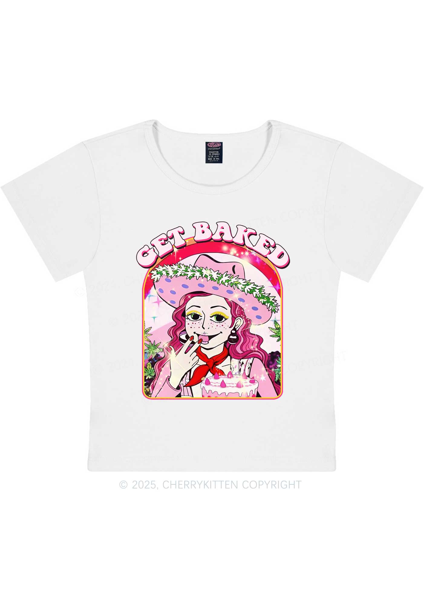 Get Baked Y2K Baby Tee Cherrykitten