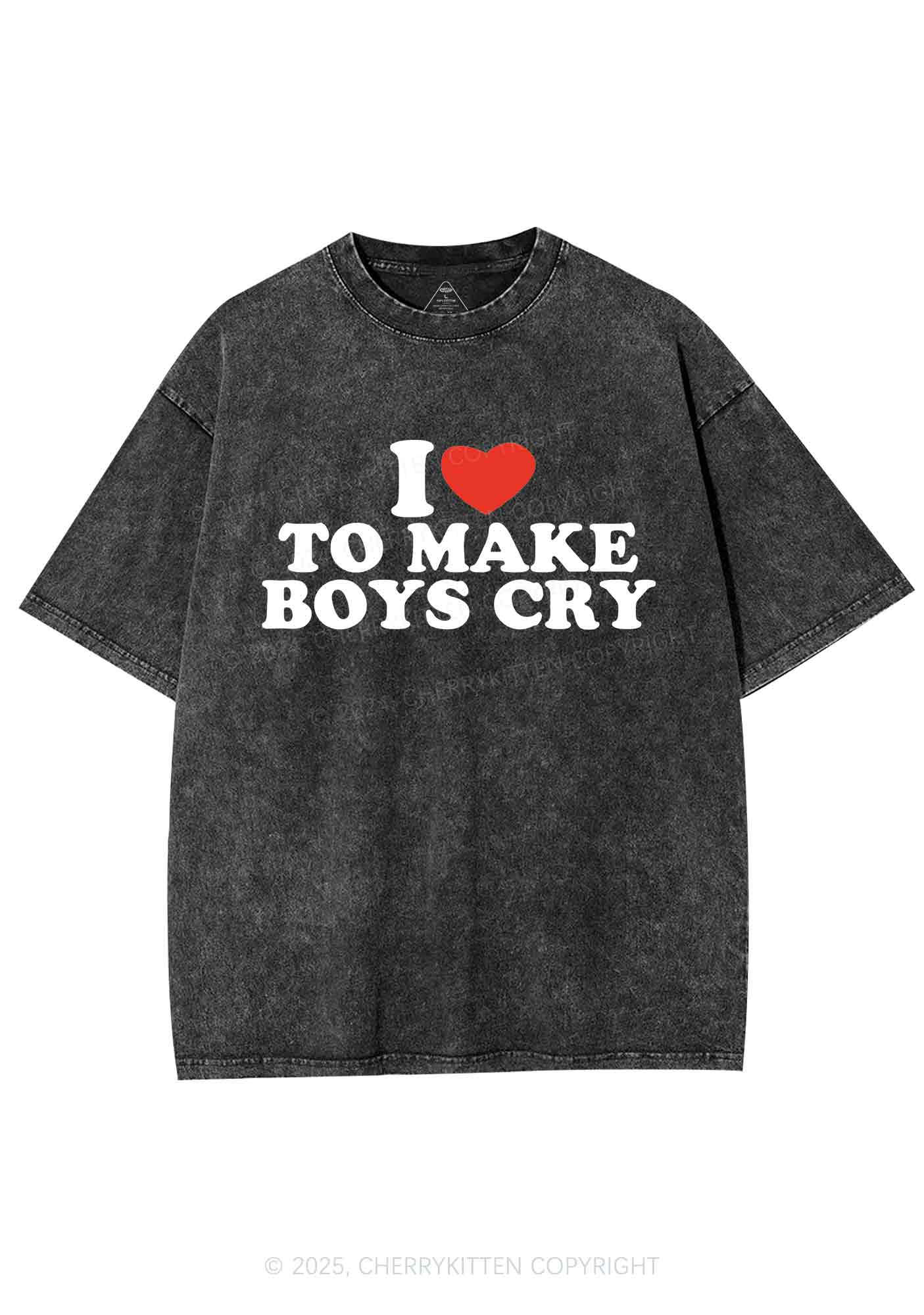 Love To Make Boys Cry Y2K Washed Tee Cherrykitten