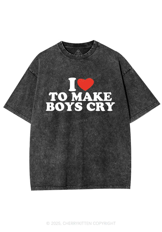 Love To Make Boys Cry Y2K Washed Tee Cherrykitten