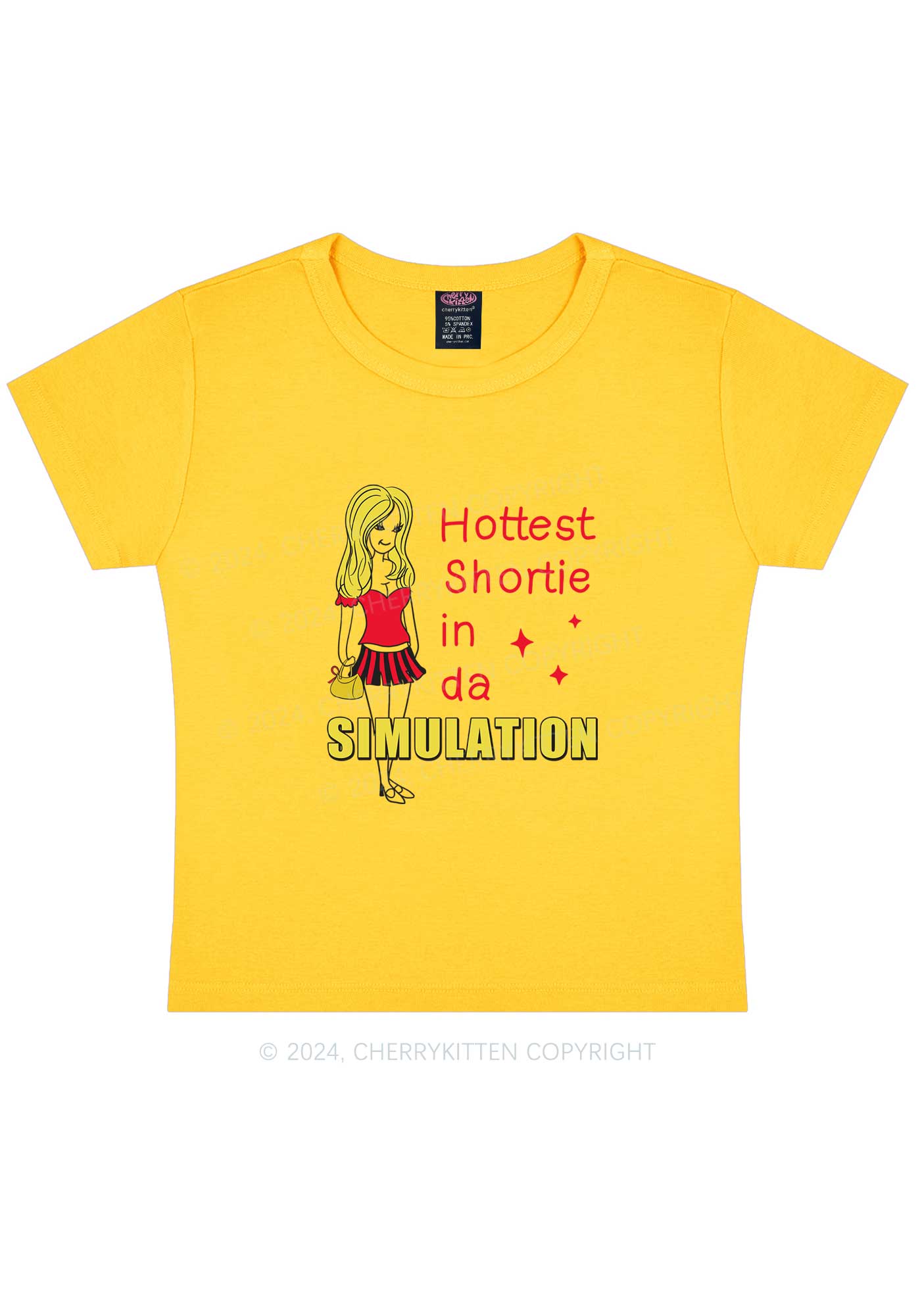 Hottest Shortie In Simulation Y2K Baby Tee Cherrykitten