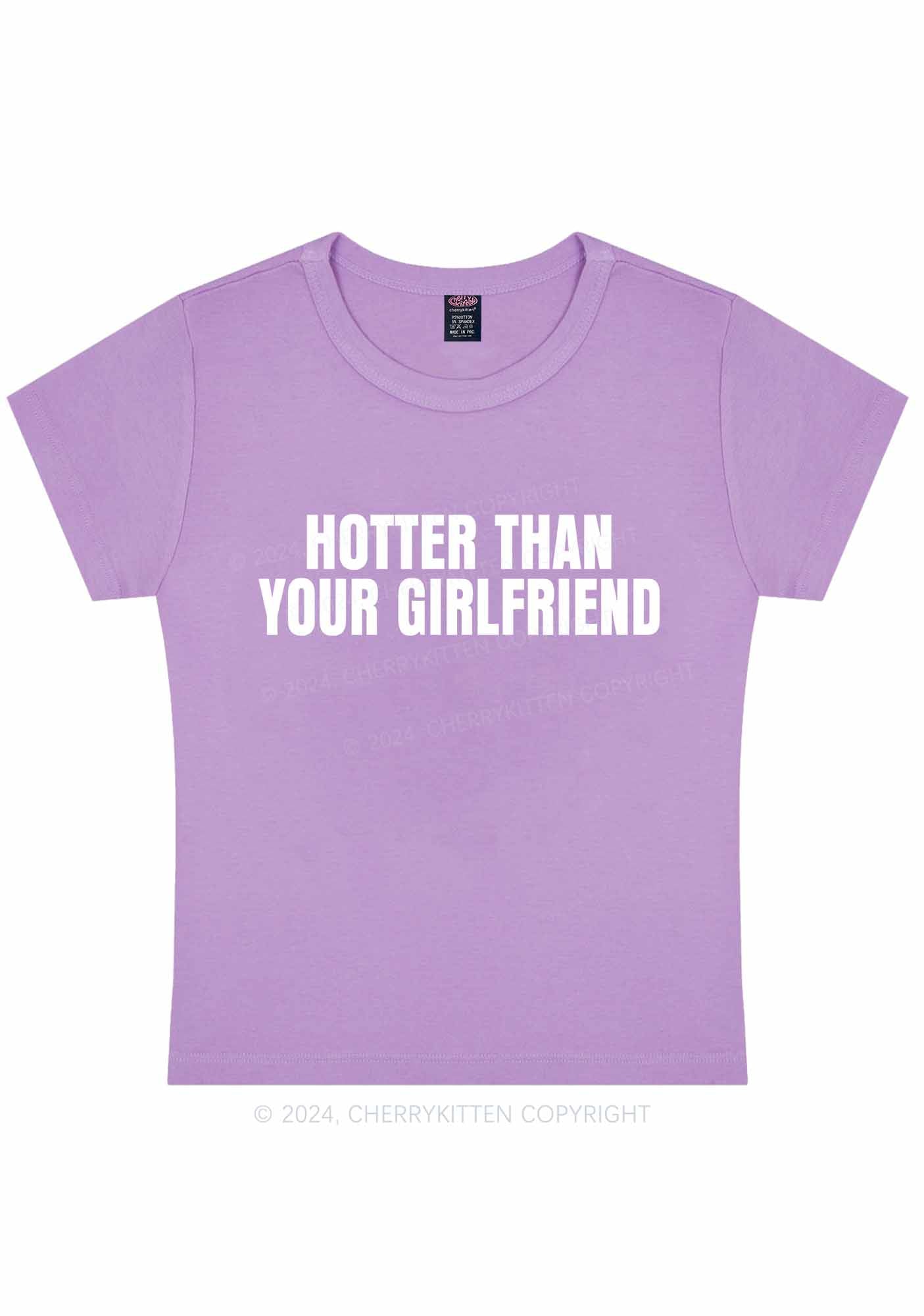 Curvy Hotter Than Your Girlfriend Y2K Baby Tee Cherrykitten