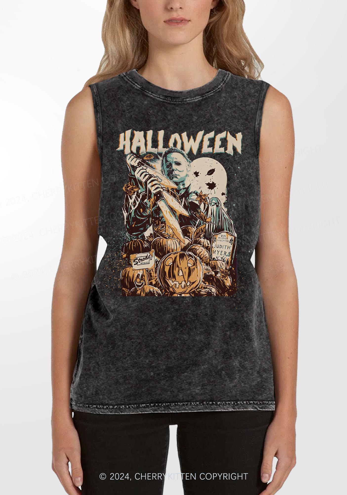 Halloween Killer Y2K Washed Tank Cherrykitten