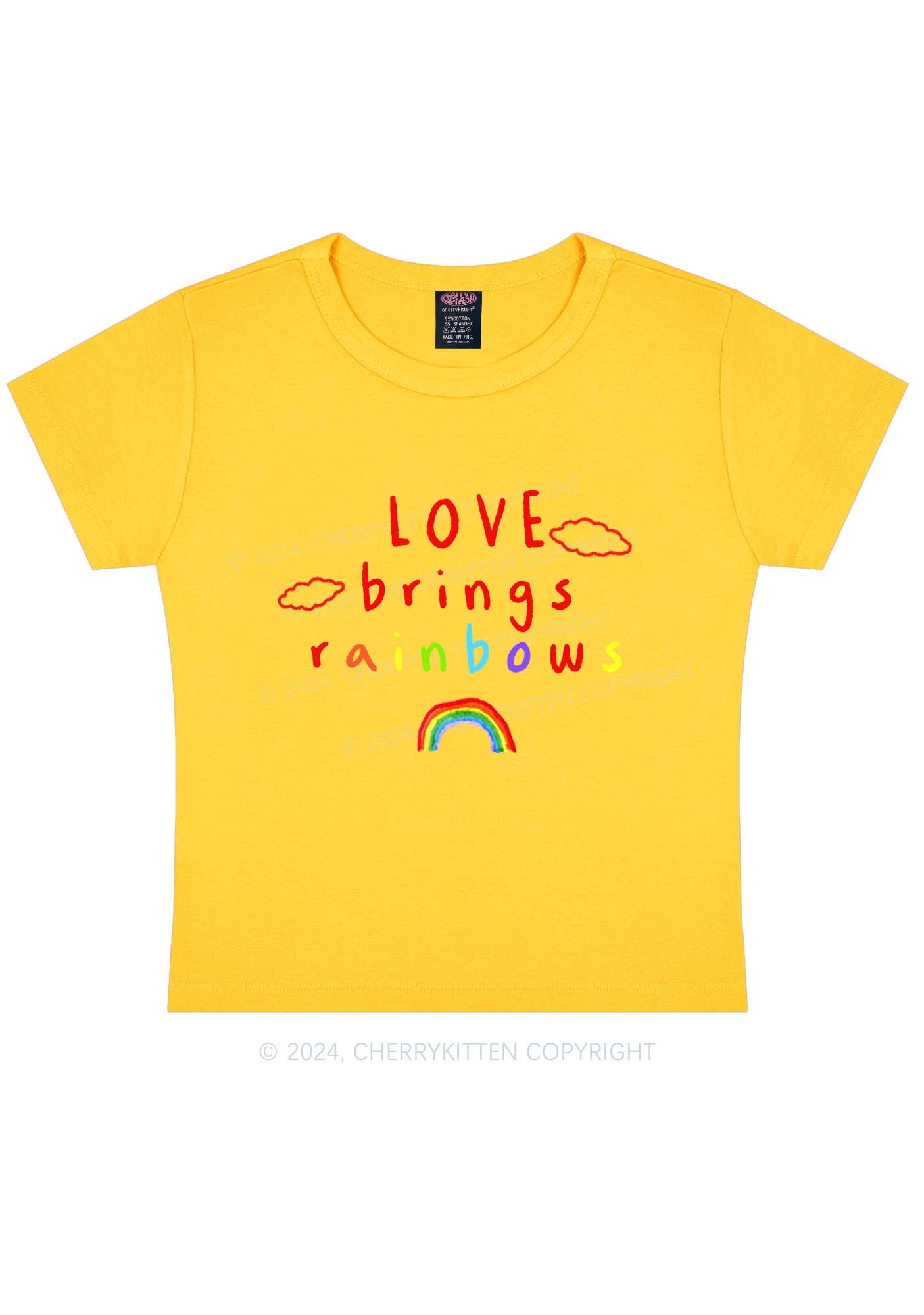 Love Brings Rainbows Y2K Baby Tee Cherrykitten