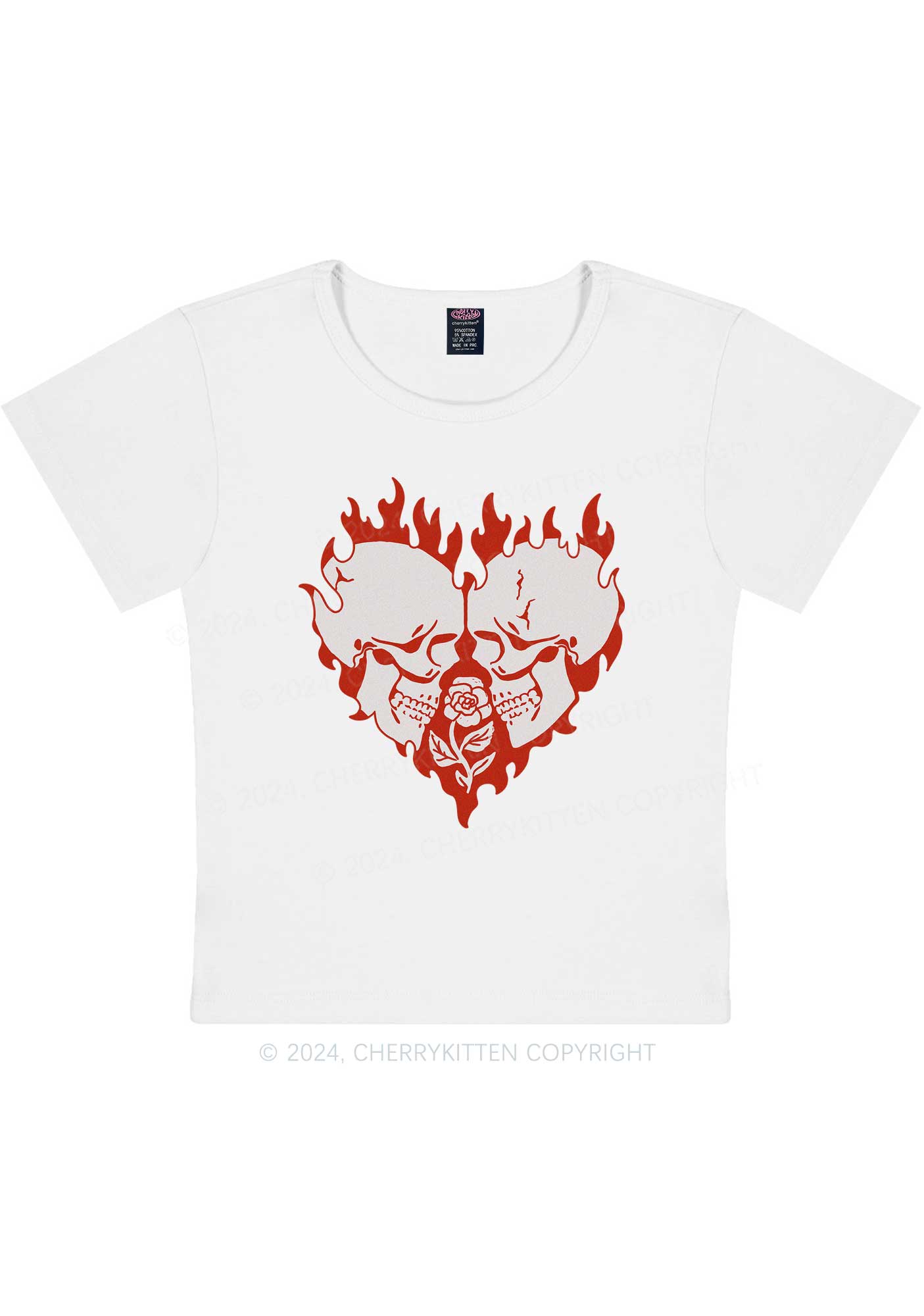 Heart Skull Y2K Valentine's Day Baby Tee Cherrykitten