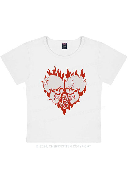 Heart Skull Y2K Valentine's Day Baby Tee Cherrykitten