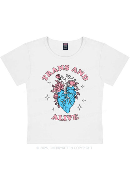 Trans And Alive Y2K Baby Tee Cherrykitten