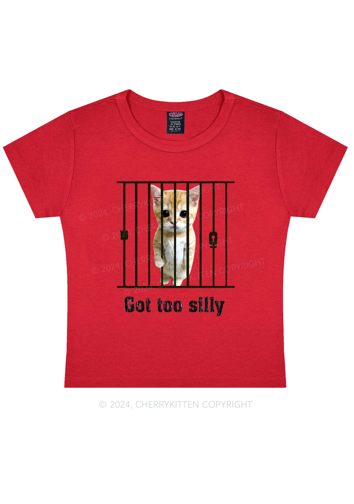 Got Too Silly Cat Y2K Baby Tee Cherrykitten