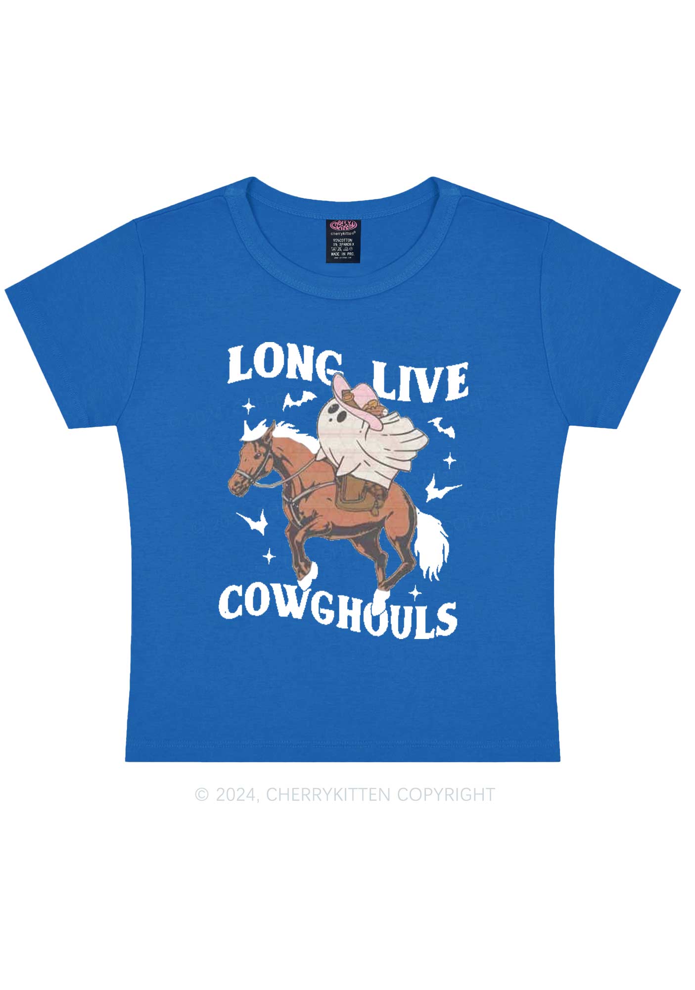 Halloween Long Live Cowghouls Y2K Baby Tee Cherrykitten