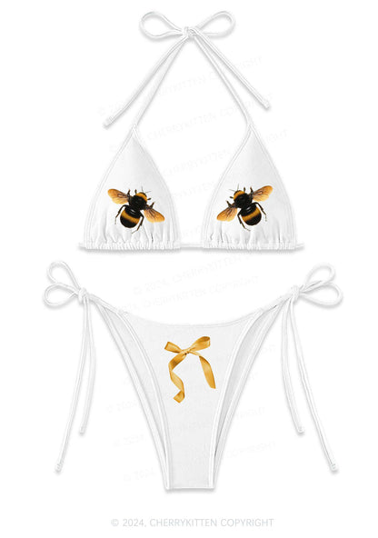 Bee Y2K Halter Triangle Bikini Set Cherrykitten