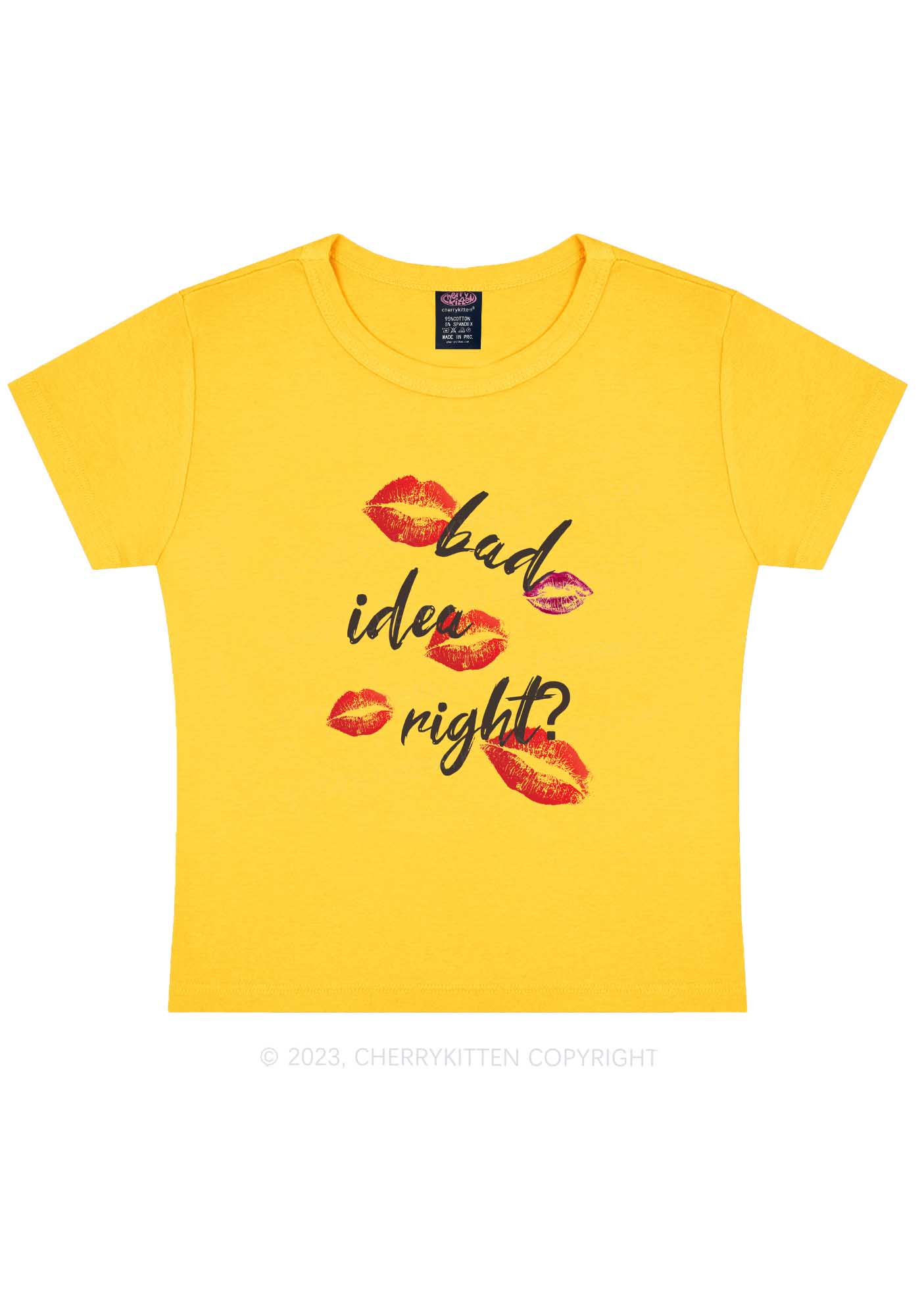 Bad Idea Right Y2K Baby Tee Cherrykitten