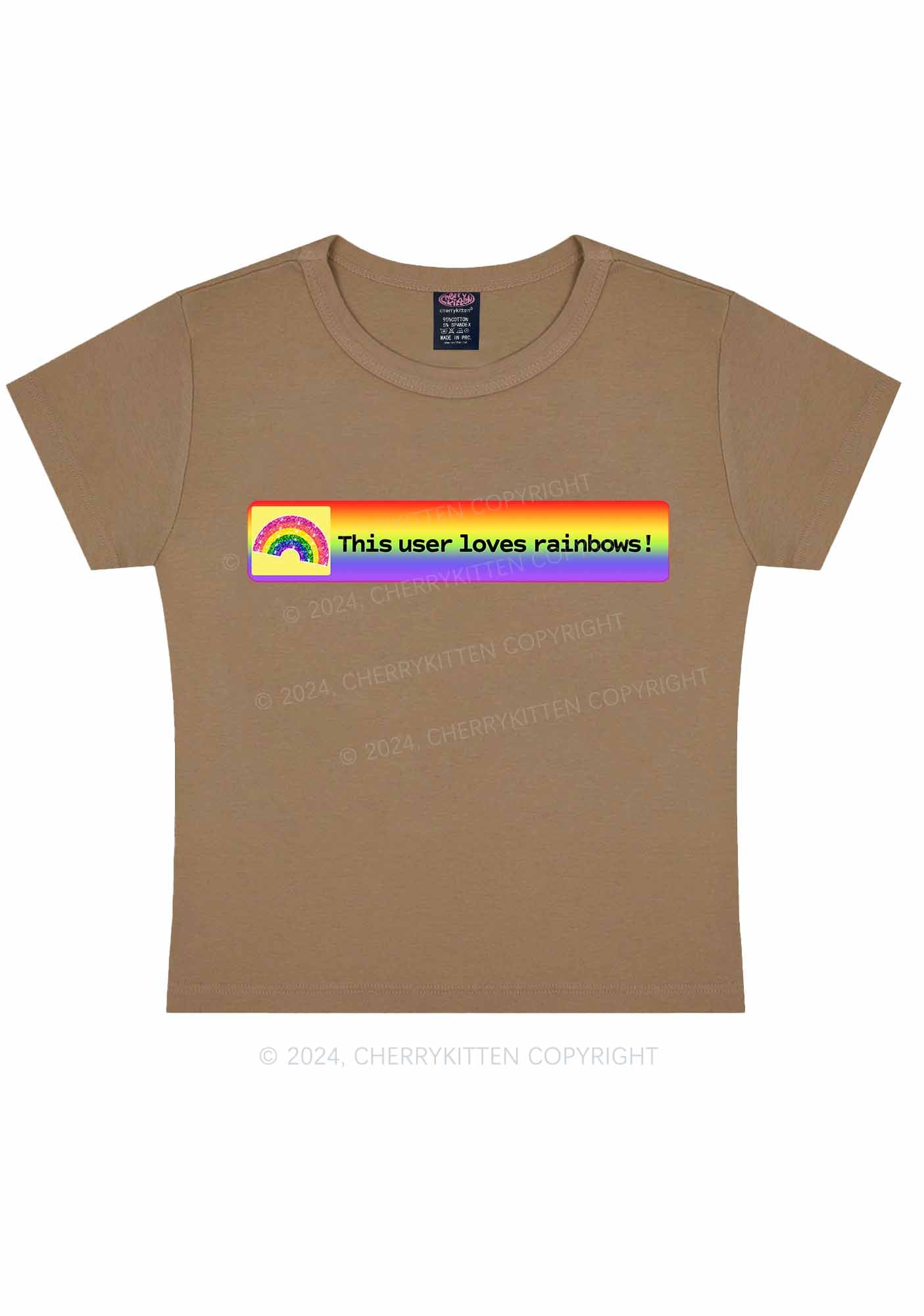 This User Loves Rainbows Y2K Baby Tee Cherrykitten