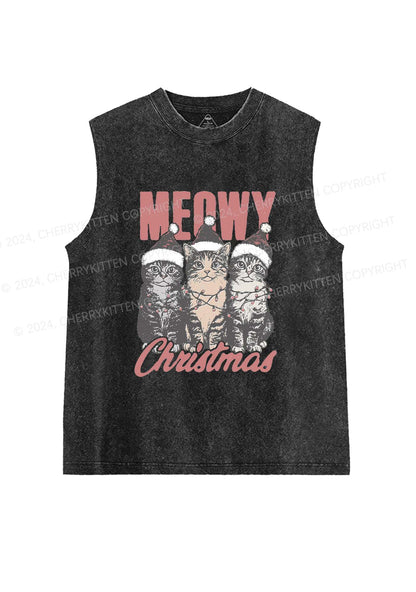 Christmas Meowy Y2K Washed Tank Cherrykitten