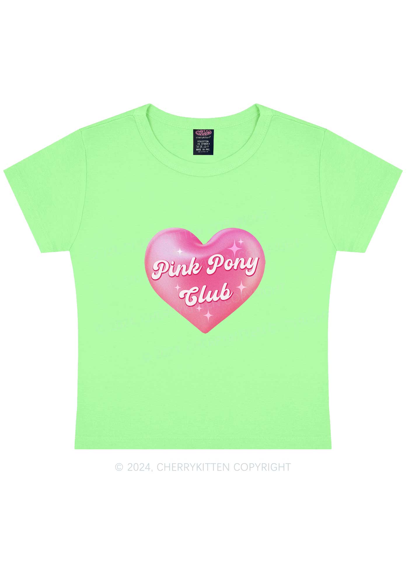 Pink Heart Pony Club Y2K Baby Tee Cherrykitten