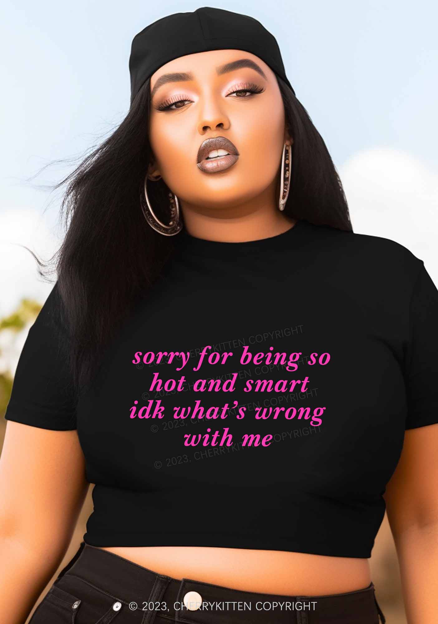 Curvy Sorry For Being So Smart Baby Tee Cherrykitten