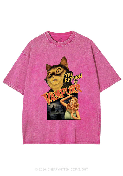 Halloween Vampurr Cat Y2K Washed Tee Cherrykitten