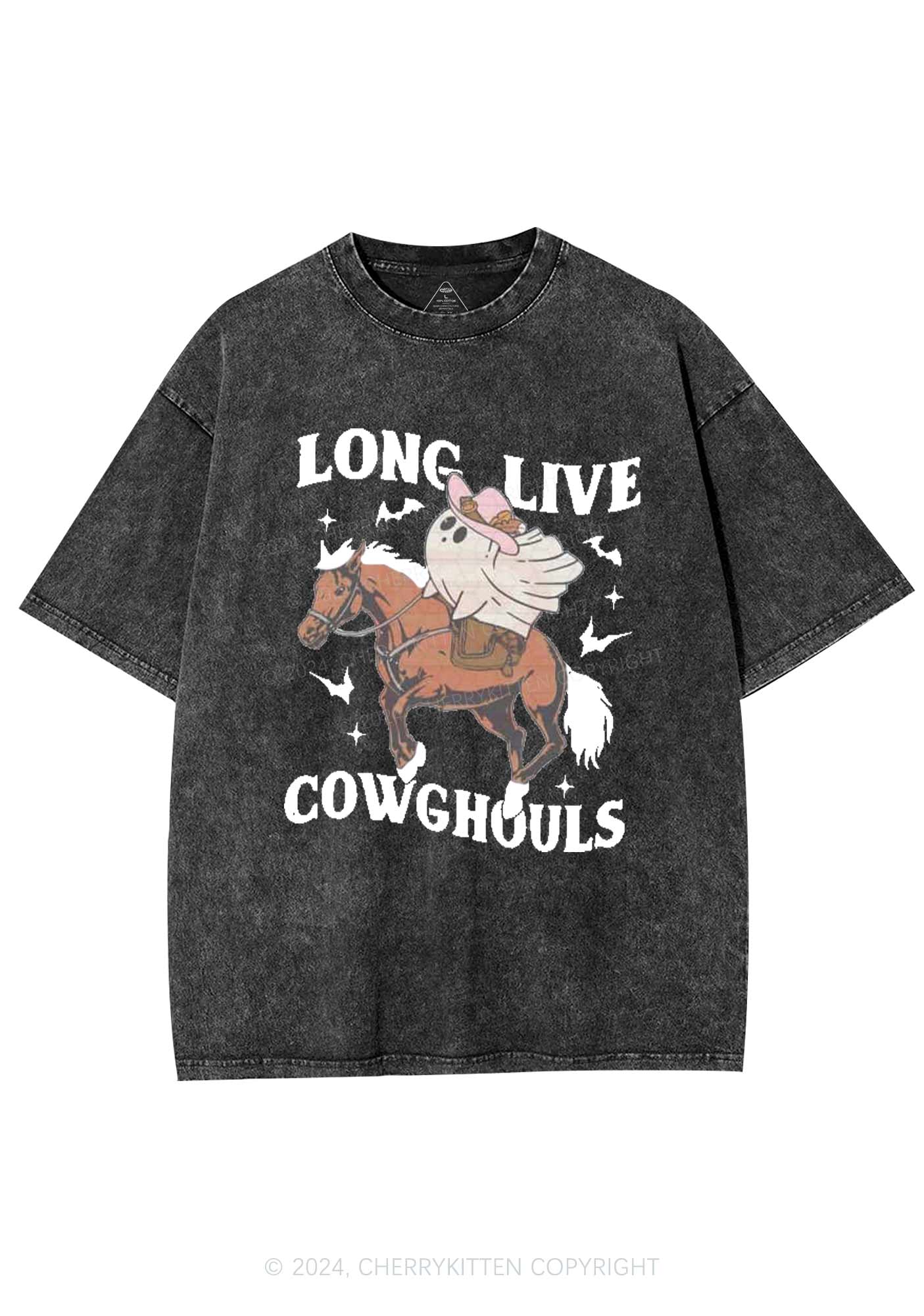 Halloween Long Live Cowghouls Y2K Washed Tee Cherrykitten