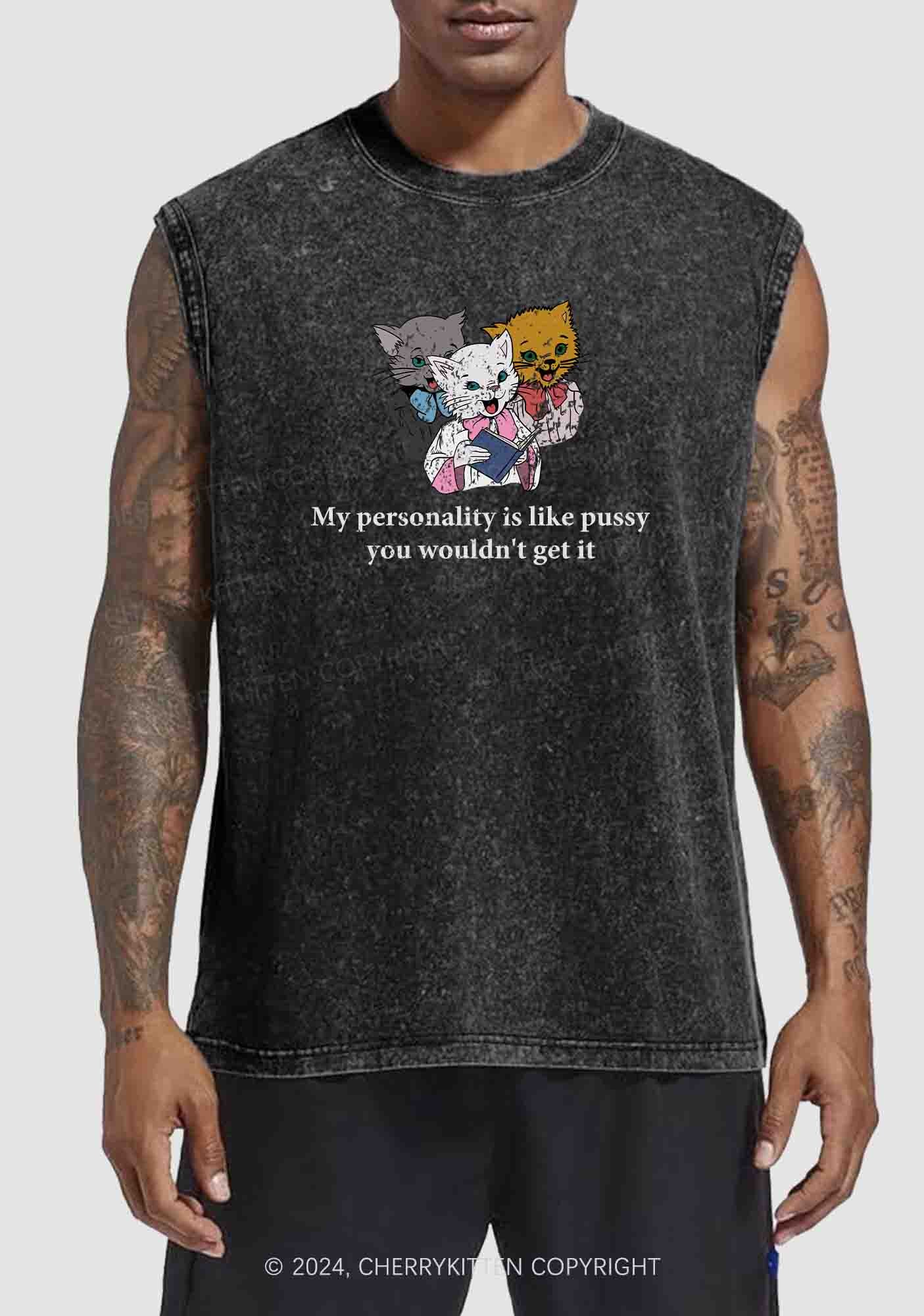 Personality Like Puxxy Y2K Washed Tank Cherrykitten