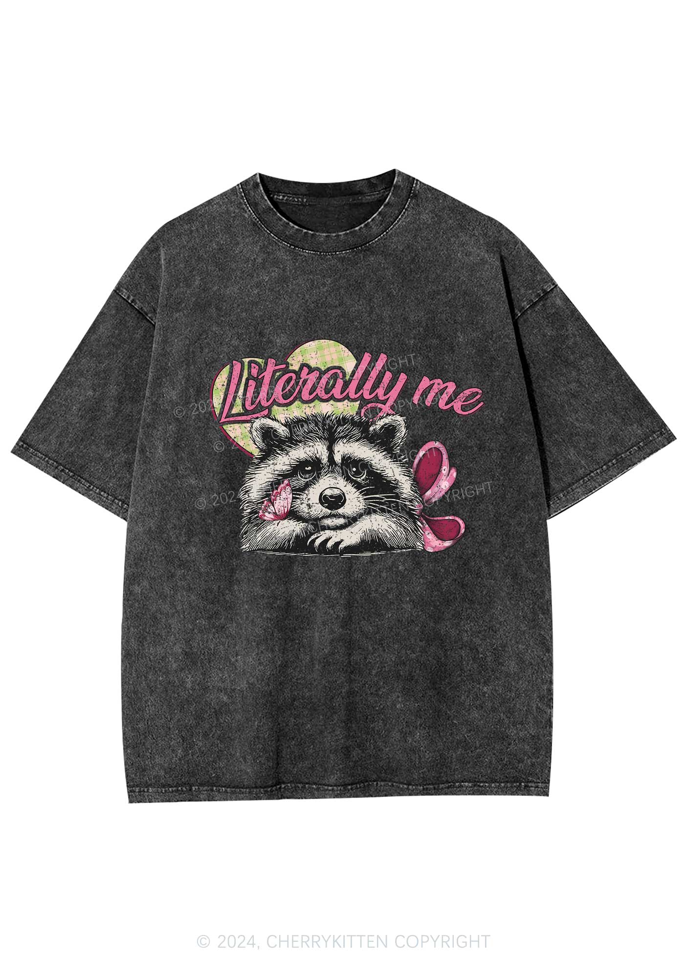 Literally Me Raccoon Y2K Washed Tee Cherrykitten