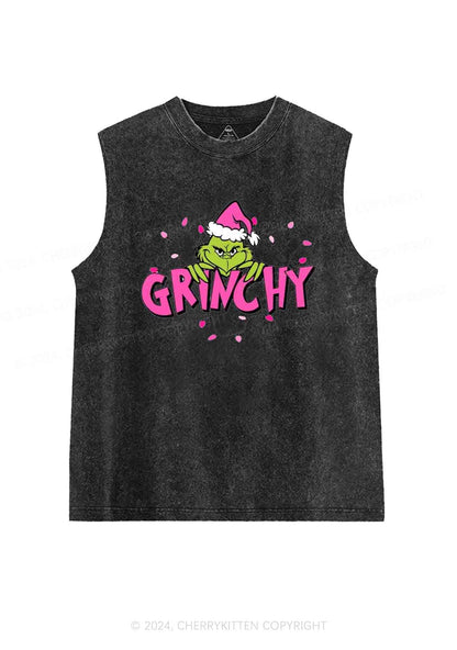 Christmas Pink Lights Y2K Washed Tank Cherrykitten