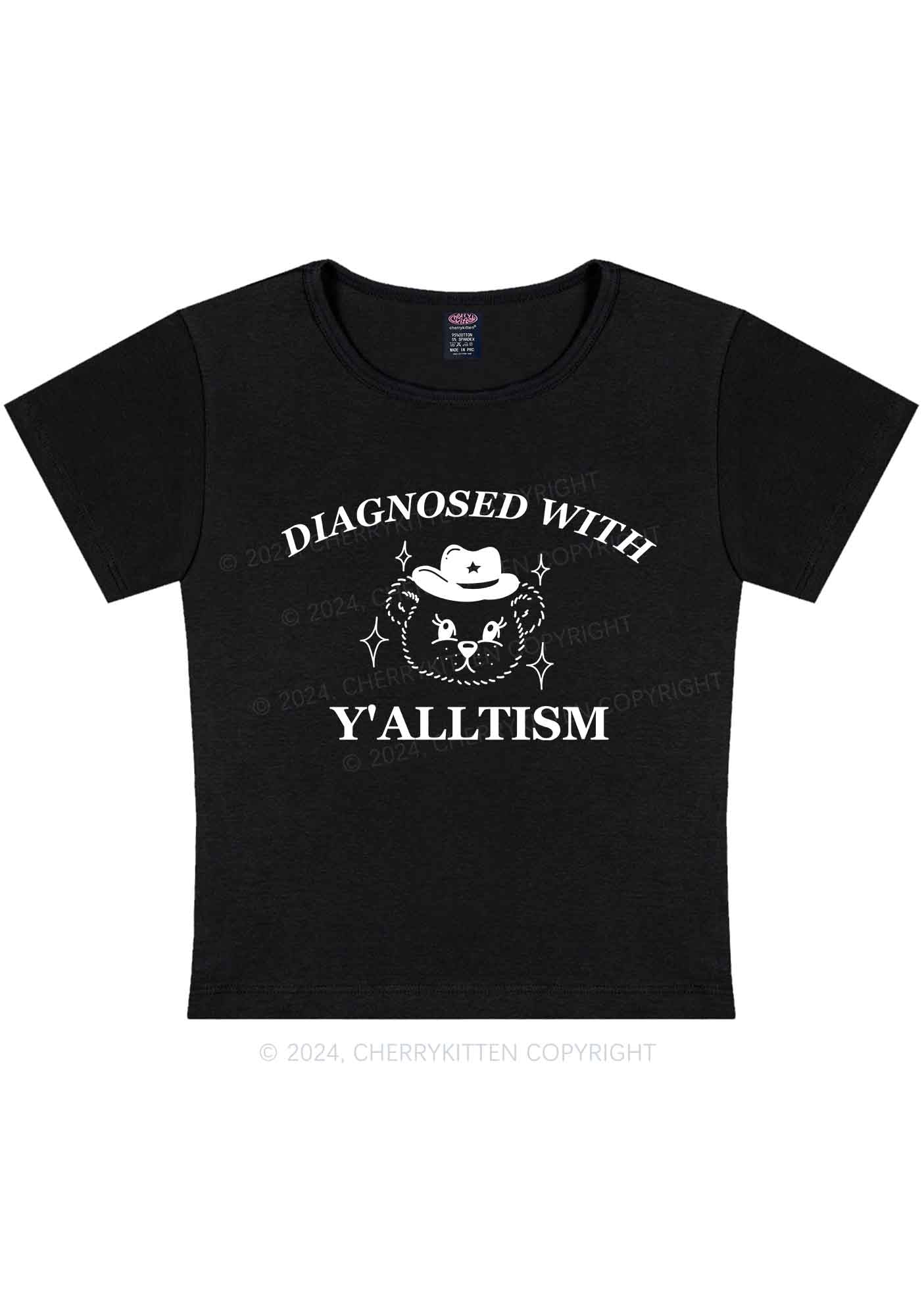 Diagnosed With Y'alltism Y2K Baby Tee Cherrykitten