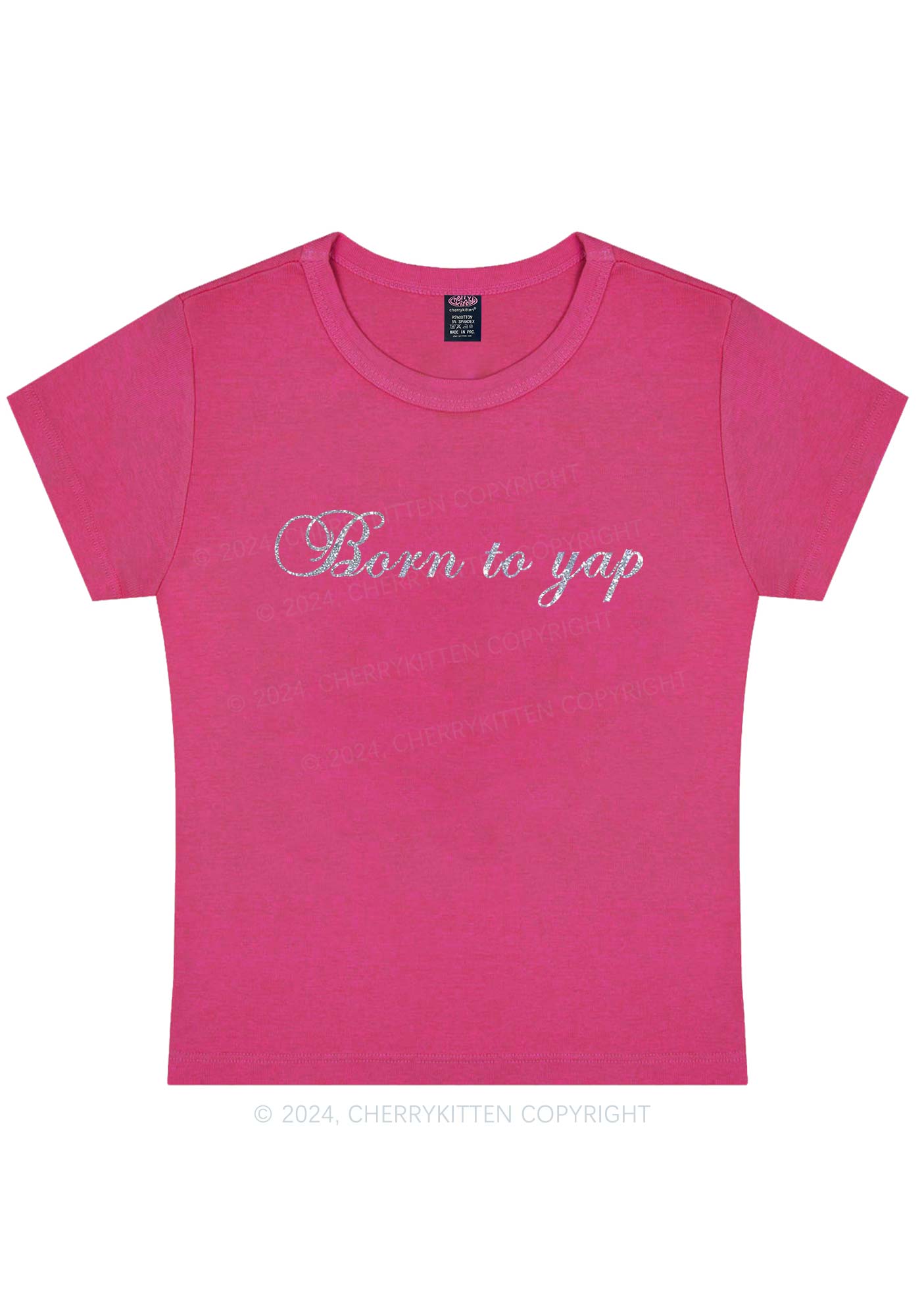 Glitter Born To Yap Y2K Baby Tee Cherrykitten