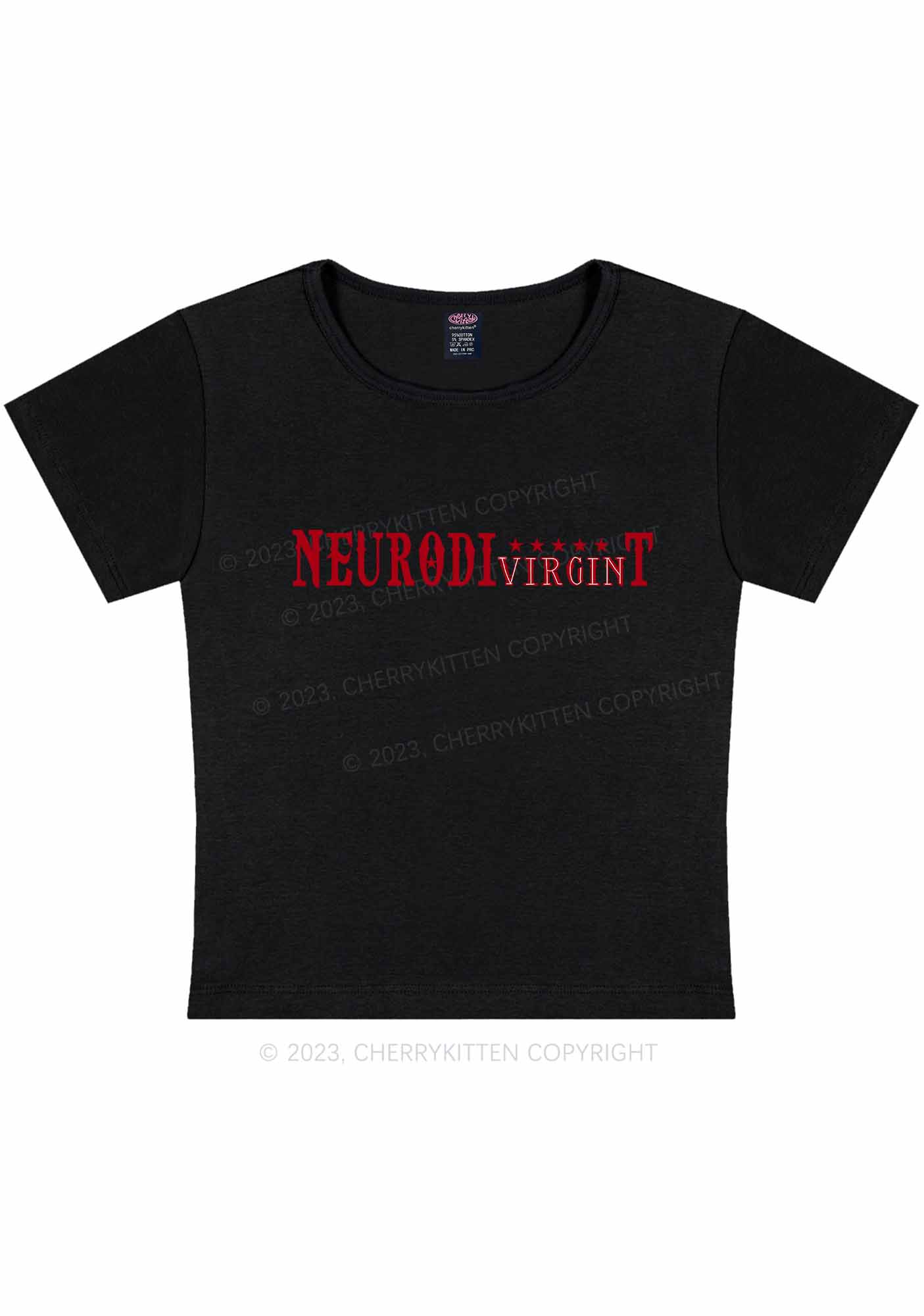 Curvy Neurodivirgint Stars Y2K Baby Tee Cherrykitten