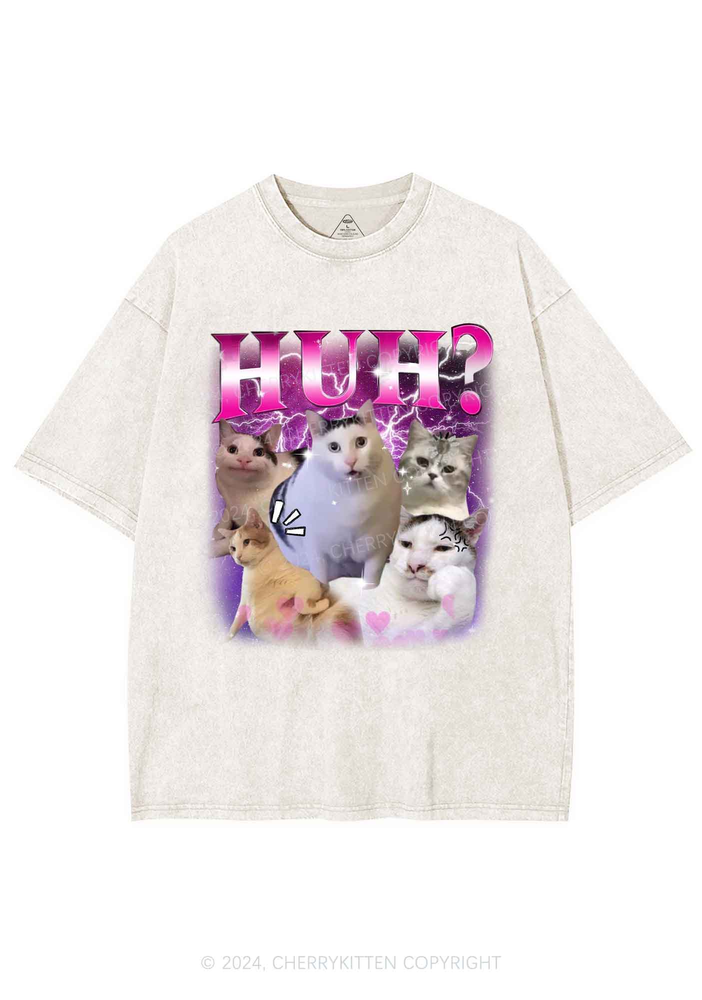 Huh Cat Y2K Washed Tee Cherrykitten