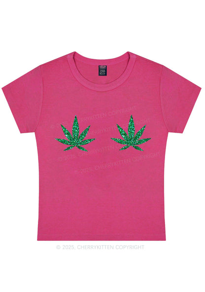 Glitter Wxxd Leaf Y2K Baby Tee Cherrykitten