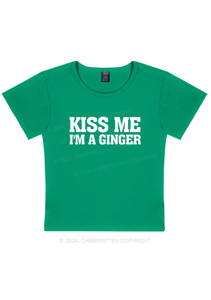 Kiss Me Im Ginger St Patricks Y2K Baby Tee Cherrykitten