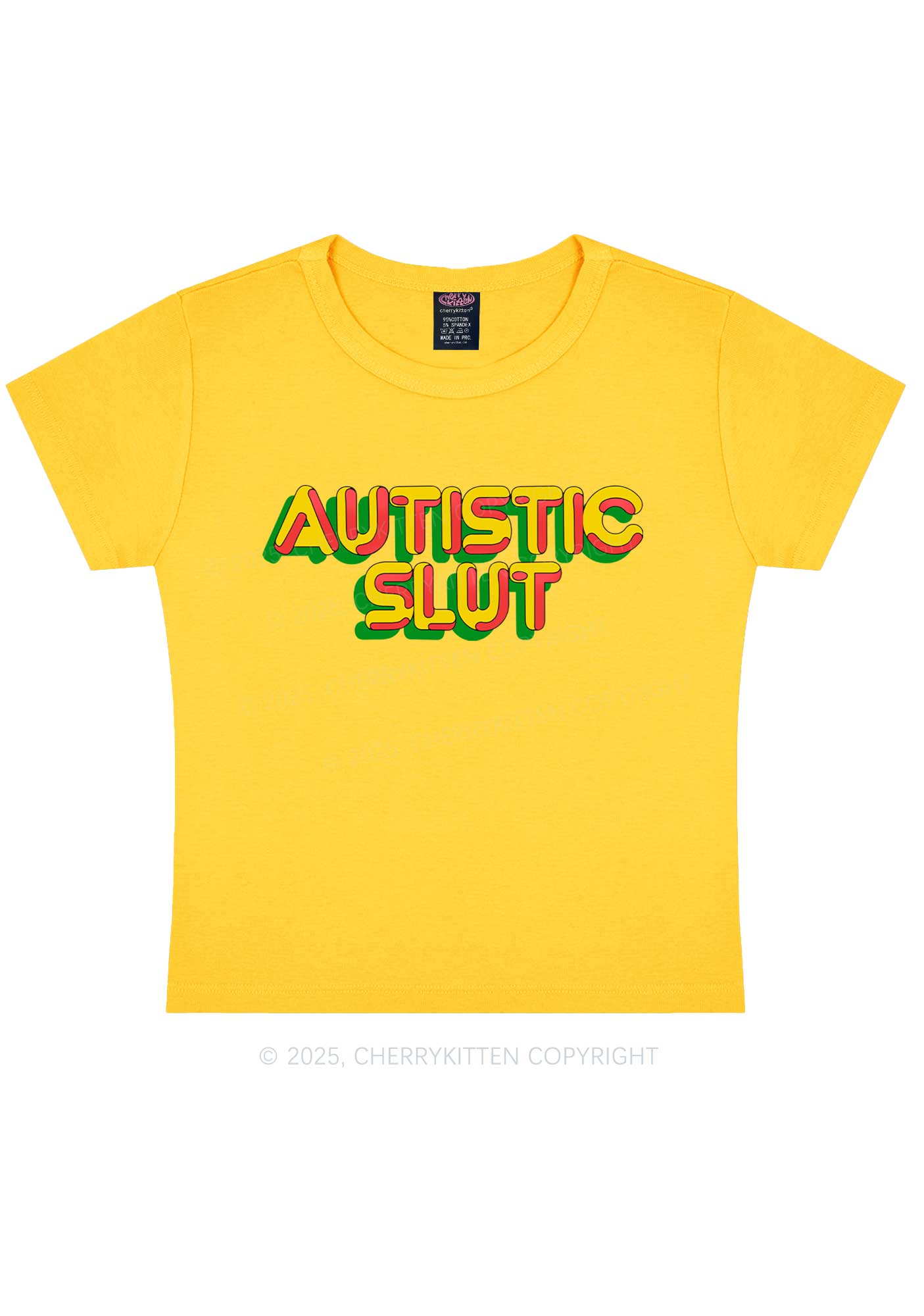 Autistic Slxt Y2K Baby Tee Cherrykitten