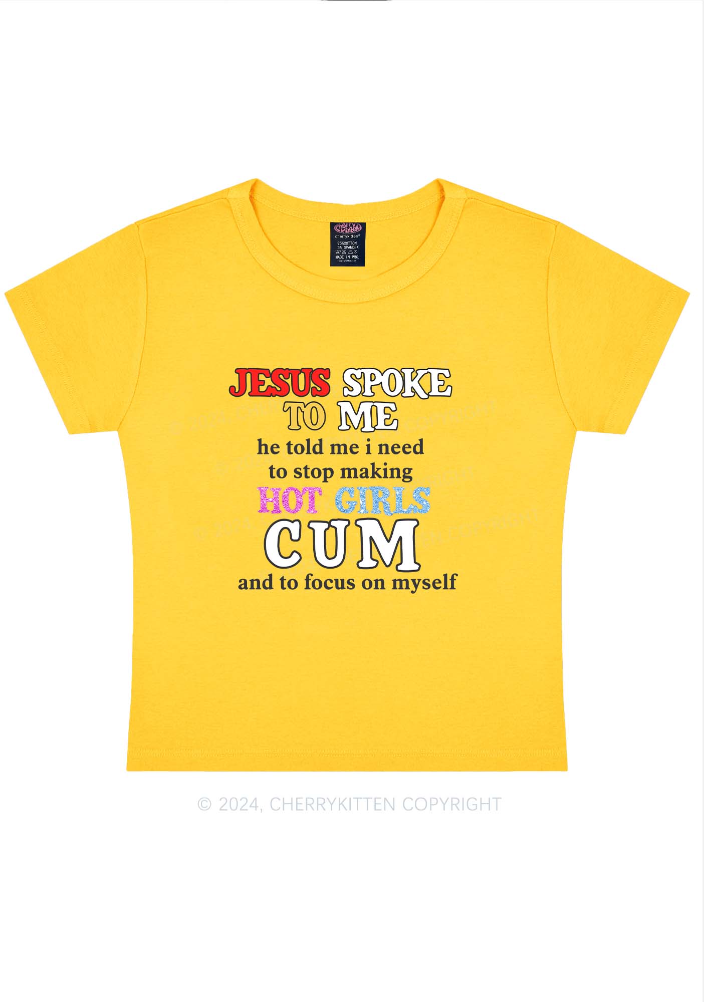 Stop Making Hot Girls Cum Y2K Baby Tee Cherrykitten