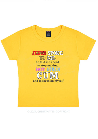 Stop Making Hot Girls Cum Y2K Baby Tee Cherrykitten