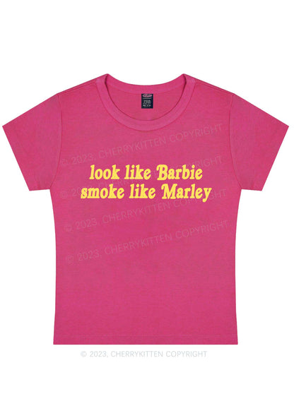 Curvy Smoke Like Marley Y2K Baby Tee Cherrykitten