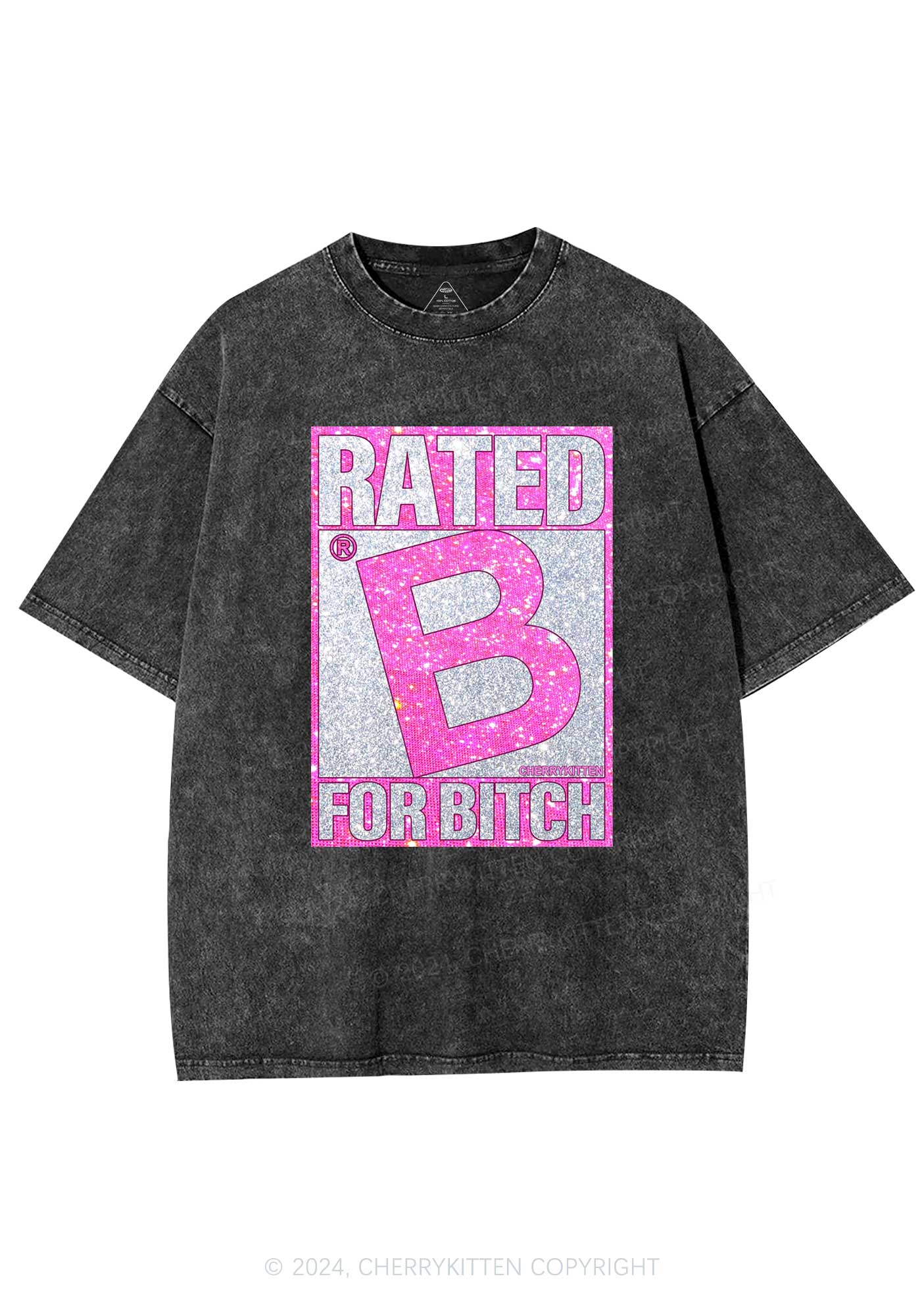 Rated For Bxxch Y2K Washed Tee Cherrykitten