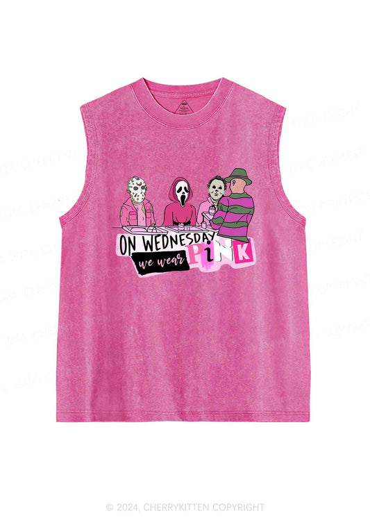 Halloween On Wednesday We Wear Pink Y2K Washed Tank Cherrykitten