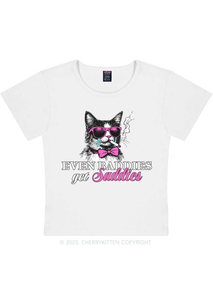 Baddies Cat Get Saddies Y2K Baby Tee Cherrykitten