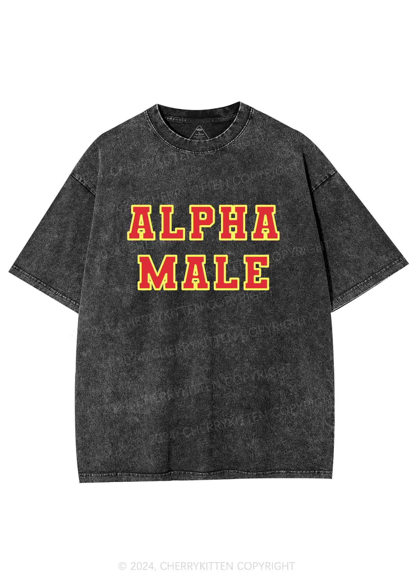 Red Alpha Male Y2K Washed Tee Cherrykitten