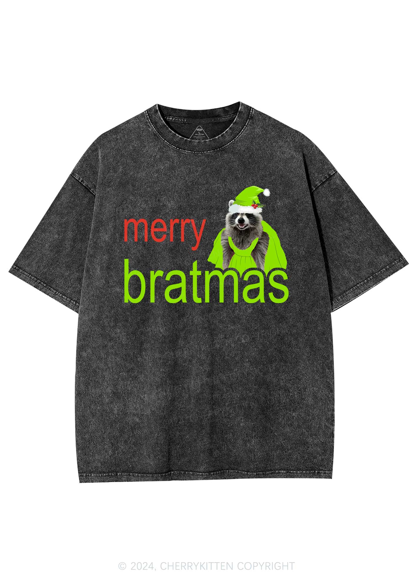 Christmas Merry Bratmas Y2K Washed Tee Cherrykitten