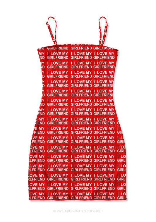 I Love My Girlfriend Y2K Print Slip Dress Cherrykitten