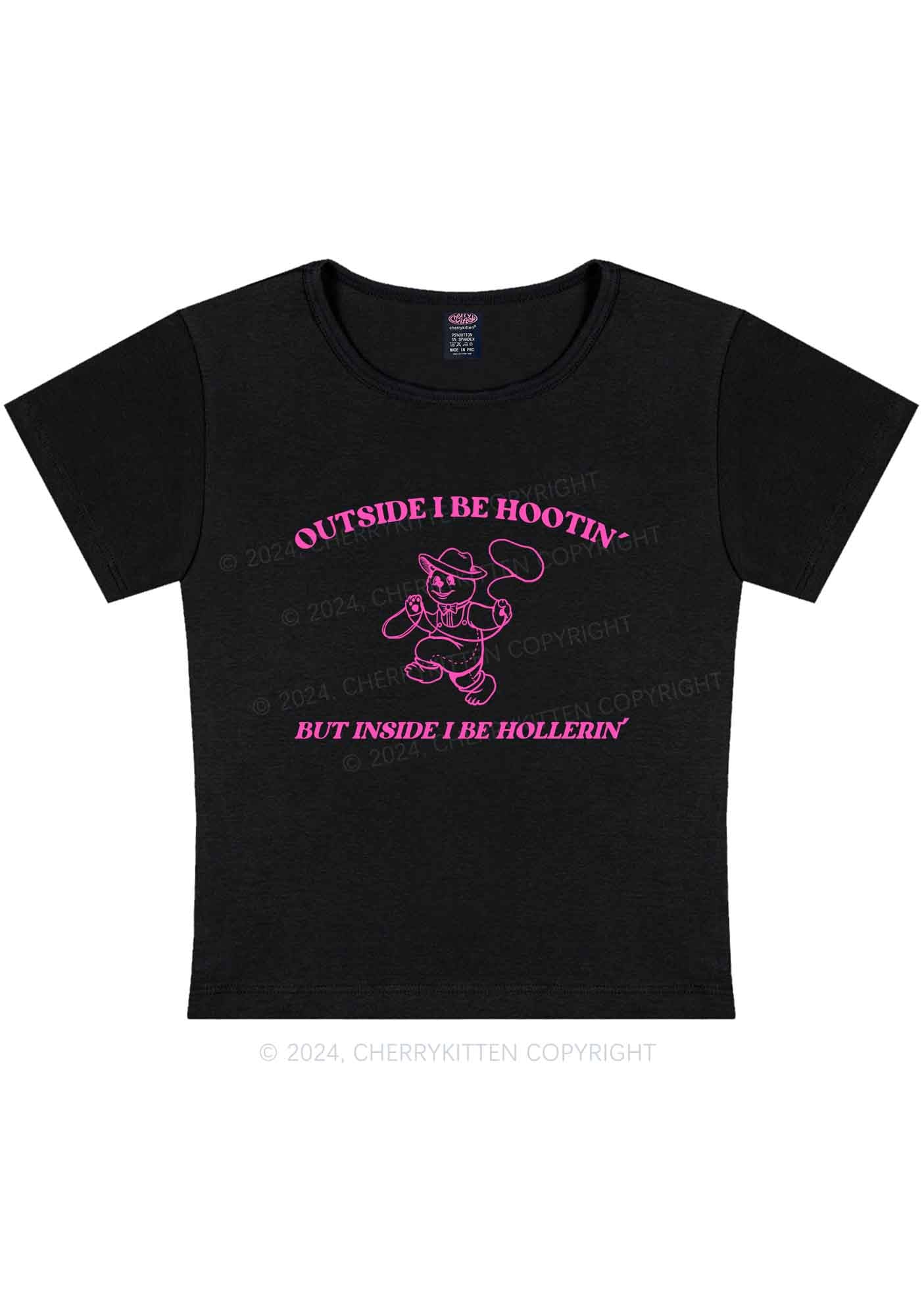 Outside I Be Hootin' Y2K Baby Tee Cherrykitten