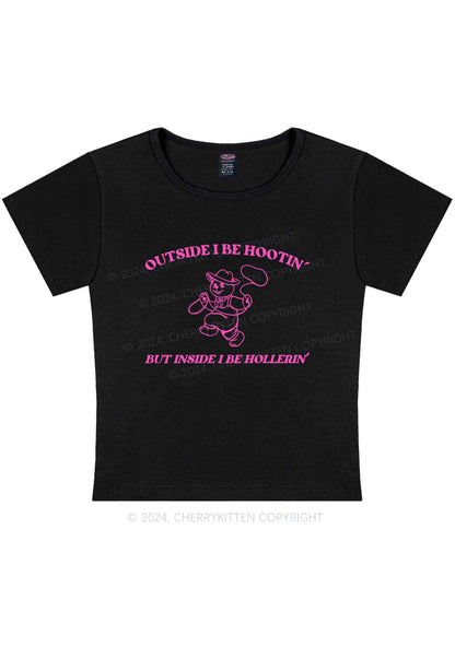 Outside I Be Hootin' Y2K Baby Tee Cherrykitten