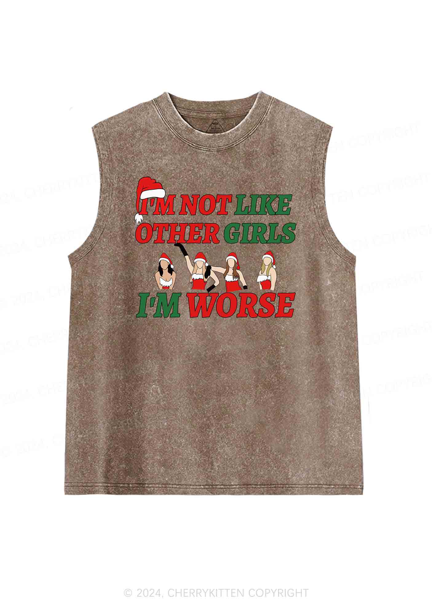 Christmas I'm Worse Y2K Washed Tank Cherrykitten