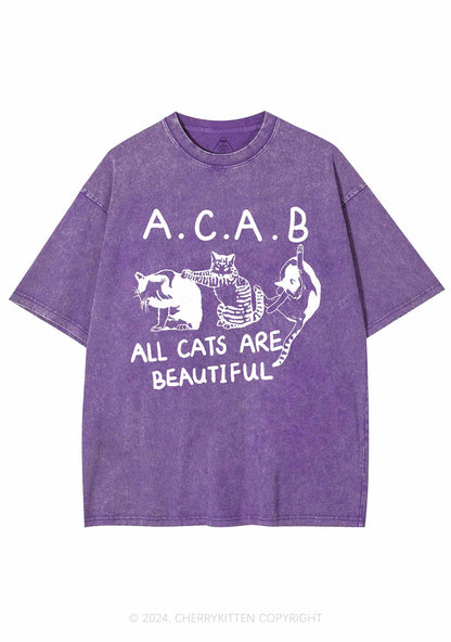 ACAB Cats Y2K Washed Tee Cherrykitten